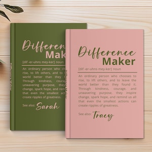 Personalized Difference Maker Journal, Coworker Birthday Gift, Difference Maker Definition Gift, Mentor Appreciation Gift, Leader Gift