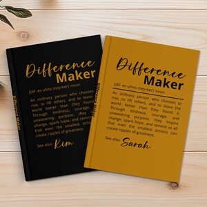 Personalized Difference Maker Journal, Coworker Birthday Gift, Difference Maker Definition Gift, Mentor Appreciation Gift, Leader Gift