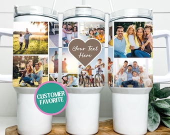 Personalized Photo Collage 40 oz Tumbler, Custom Text Picture Tumbler, Mothers Day Gift from Grandkids, Picture Mug, Grandma Gift Dad Gift