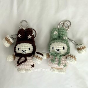 Crochet Bunny Keychain: Coffee & Matcha Barista Miffy Bag Charm