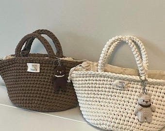 Crochet Small Basket Bag: Handwoven Boho Summer Tote