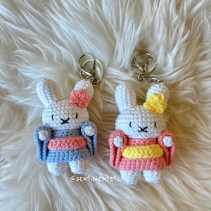 Crochet Miffy Keychain: Handmade Amigurumi Bunny in Kimono