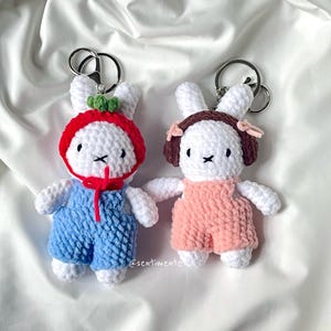 Crochet Bunny Keychain: Kawaii Cotton Blend Bag Charm