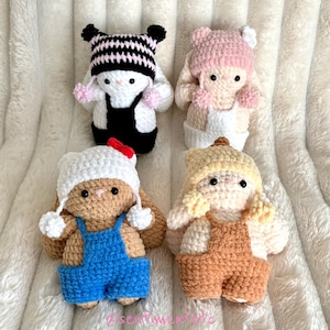 Sanrio-inspirerad virkad kaninnyckelring, kawaii-karaktärskanin, handgjord mini-plysch, söt kaninpresent, väskberlock, nyckelring