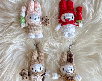 Crochet Bunny Keychain: Miffy Sweet Treats Bag Charm
