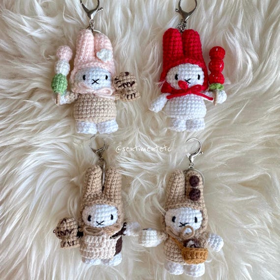 Crochet Bunny Keychain: Miffy Sweet Treats Bag Charm - Etsy