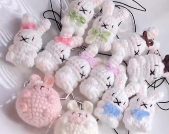 Crochet Bunny Phone Charm, Kawaii Animal Keychain, Handmade Bag Charm, Cute Rabbit Charm, Crochet Phone Strap, Gift for Her