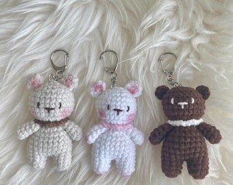 Crochet Teddy Bear Keychain Kawaii Bag Charm Amigurumi