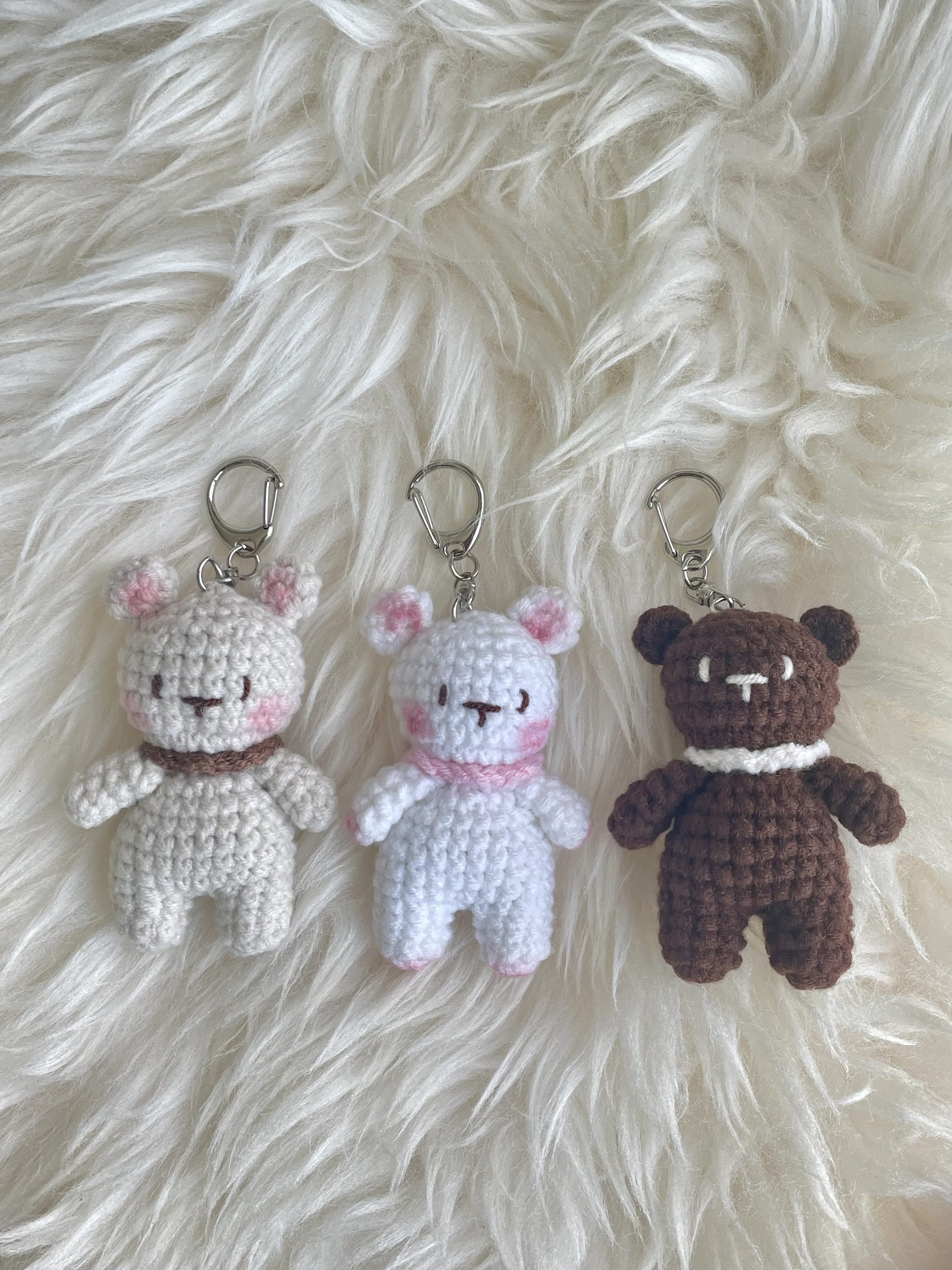 Crochet Teddy Bear Keychain Kawaii Bag Charm Amigurumi