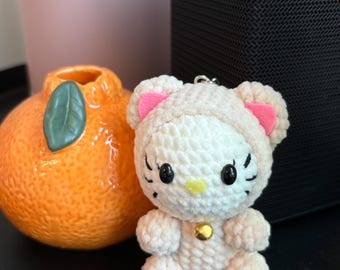 Crochet Kitty Keychain, Amigurumi Kitten Charm, Cute Cat Plush Keyring, Handmade Kawaii Animal Bag Charm Gift