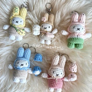 Crochet Bunny Miffy Lifestyle Keychain Bag Charm, gift for him, gift for her kawaii keychain