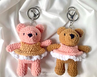 Crochet Teddy Bear in Dress Keychain/Bag Charm