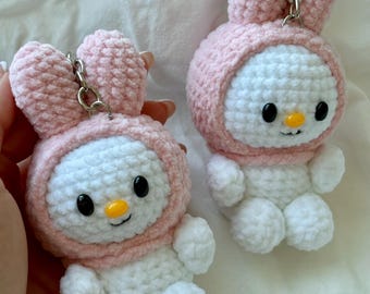 Crochet Bunny Keychain, Handmade Amigurumi Sanrio Bunny Plush, Cute Kawaii Bag Charm Keychain Gift, Gift for Her