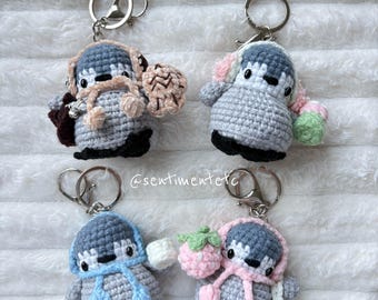 Crochet Penguin Keychain, Amigurumi Penguin Plush Charm, Cute Animal Keyring, Handmade Kawaii Bag Charm Gift