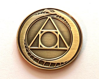 Alchemy Ouroboros Philosopher's Stone Coin (Antique Bronze Tone)