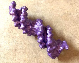 DNA Double Helix Model, Purple Hand Painted Sculpture, Science Desk Decor, Biotech Gift