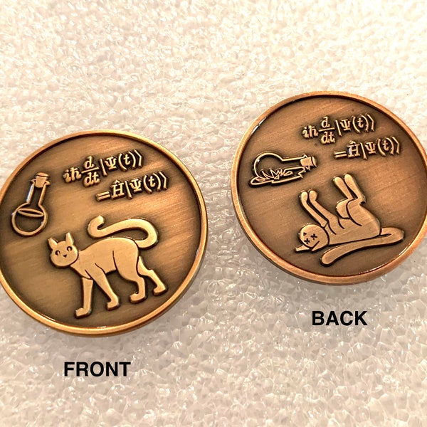 Schrodinger's Cat Coin (Antique Gold Tone)