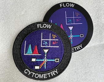 Flow Cytometry Patch & Sticker Set, Cell Biology Merit Badge, Iron-On Patch