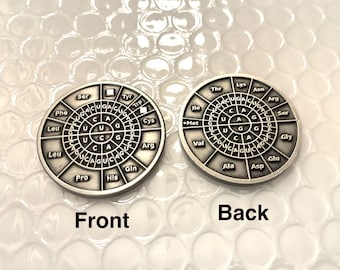 Genetics Codon Table Biology Reference Coin (Antique Silver Tone)