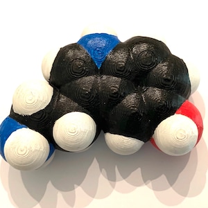 Serotonin Space-Filling Molecular Model (3D printed in PLA and painted)