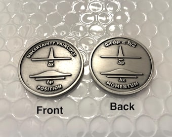 Heisenberg Uncertainty Principle Decision Coin (Antique Silver Tone)