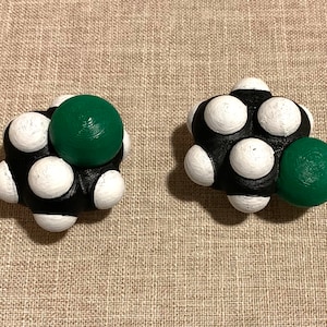 Chlorocyclohexane Space-Filling Molecular Model Set (3D printed in PLA and painted)
