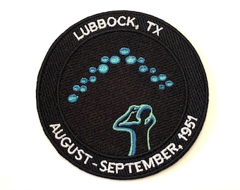 Lubbock Lights UFO Case Iron-On Patch