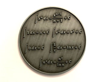 Common Integrals Calculus Coin (Antique Silver Tone)
