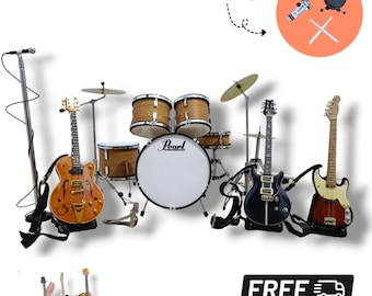 Guitarra y batería en miniatura: accesorios para figuras de acción a escala 1/6