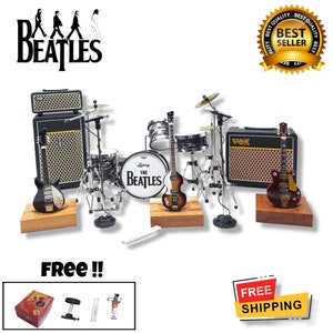 Miniature drum set The beatlless  plus 3 miniature guitar scala 1 : 12 gift display home decoration accessories action figure 1/12