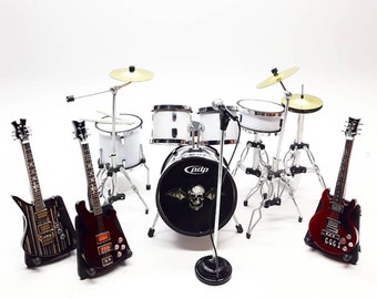 tambor miniatura pequeño y guitarra miniatura pequeña AVENGED SEVEN FOLD para accesorios figura de acción 1:12 para exhibición y regalo navidad