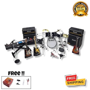 Handgjort miniatyrset med musikinstrument: Skala 1/12