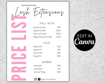 Price List Template Etsy