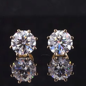 1 CT Round Cut Lab Grown Diamond Solitaire Stud Earrings in 14k Gold for Men/Women. Certified Diamonds Stud, F/VS1 Round Push/Screwback Stud