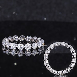 Full Eternity 2.50 MM Round Lab Grown Diamond Wedding Band, Minimalist Diamond Band, Floating Bubble Band, Stackable Band, Anniversary Gift