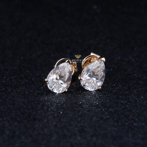 2.00 TCW Pear Cut Labor Diamant Hochzeit Ohrringe Screwback / Pushback Ohrringe, Diamant Ohrstecker für Frauen