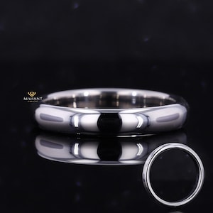 14k Real White Gold Personalized Plain Wedding Bands with Free Engraving, Simple Wedding Band, Women&#39;s Wedding Band, Men&#39;s Wedding Ring.