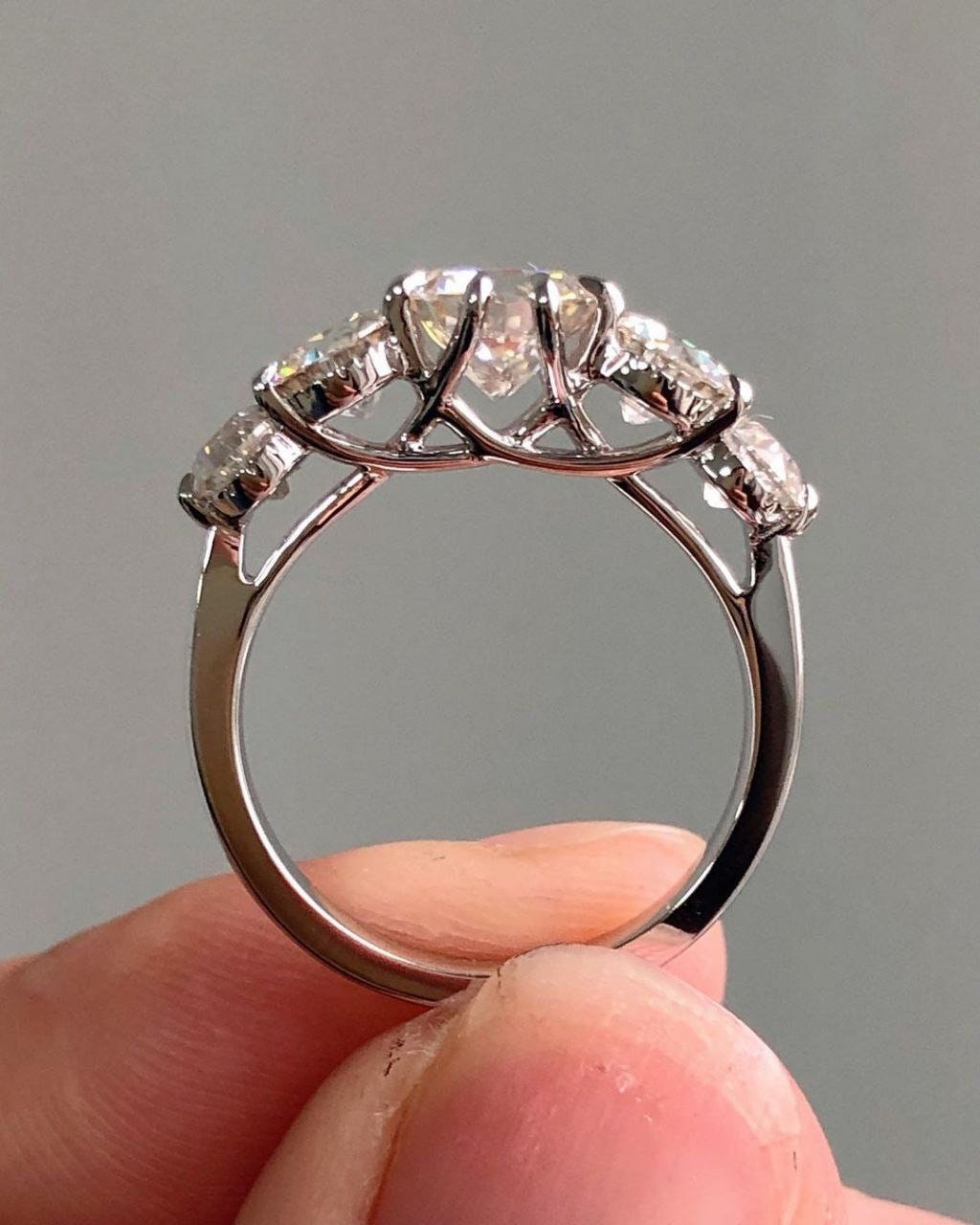 Round Five Diamond Trellis Engagement Ring Setting – deBebians