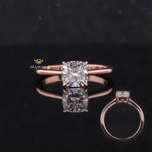 Cushion Cut Diamond Engagement Ring, 1 Carat Diamond Solitaire Ring, 14k Rose Gold Ring, Stackable Ring, Minimalist Ring, Anniversary Gift.