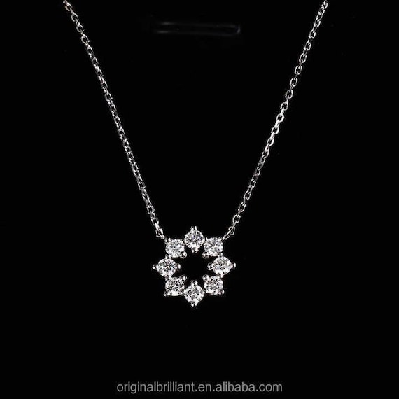 Open Circle Hanging Necklaces,lab-grown Diamond Necklace 14K White
