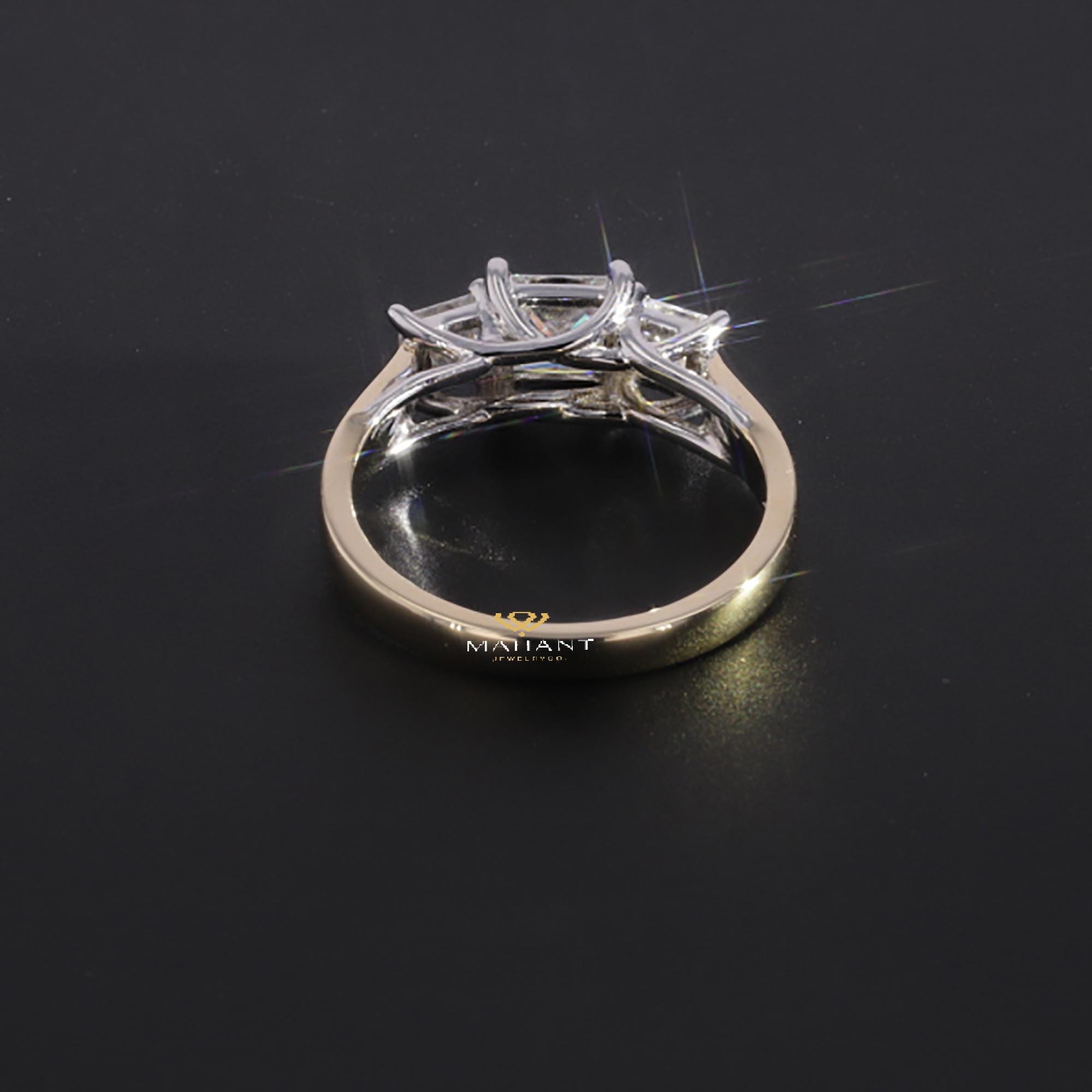 Princess Cut Lab Grown Diamond Engagement Ring, Three Stone Ring ...