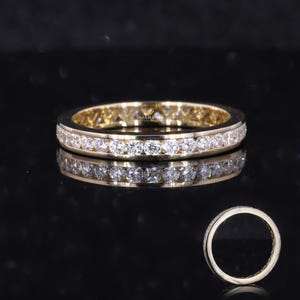 Full Eternity 2 MM Round Cut Lab Grown Diamond Band, Channel Set Band, Diamond Wedding Band, Stacking Band Ring, Bridal Ring Set  For Her.
