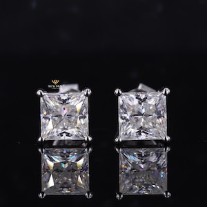 2 TCW Princess Cut Lab Grown Diamond Studs,Solitaire Diamond Prong Set Stud Earrings,Wedding Earrings,Gift For Her,Anniversary Gift For Wife