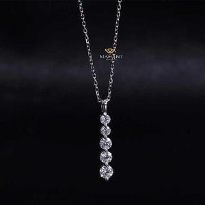 Five Round Diamond Necklace, 18k white gold necklace, Classic Diamond Necklace, Floating Diamond Minimalist Necklace, Necklace For Woman.