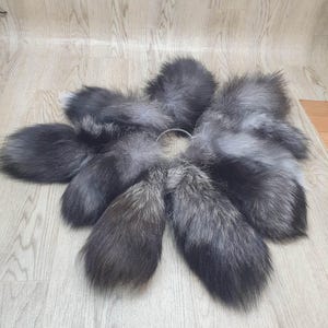 Set of 10 Furry Fox Tails: Fluffy Accessories for Keychains, Clothes and Costume Characters