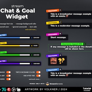 Chat Widget Twitch | Stream Chat Box with Goal Widget | Customizable Colors | OBS | Streamelements
