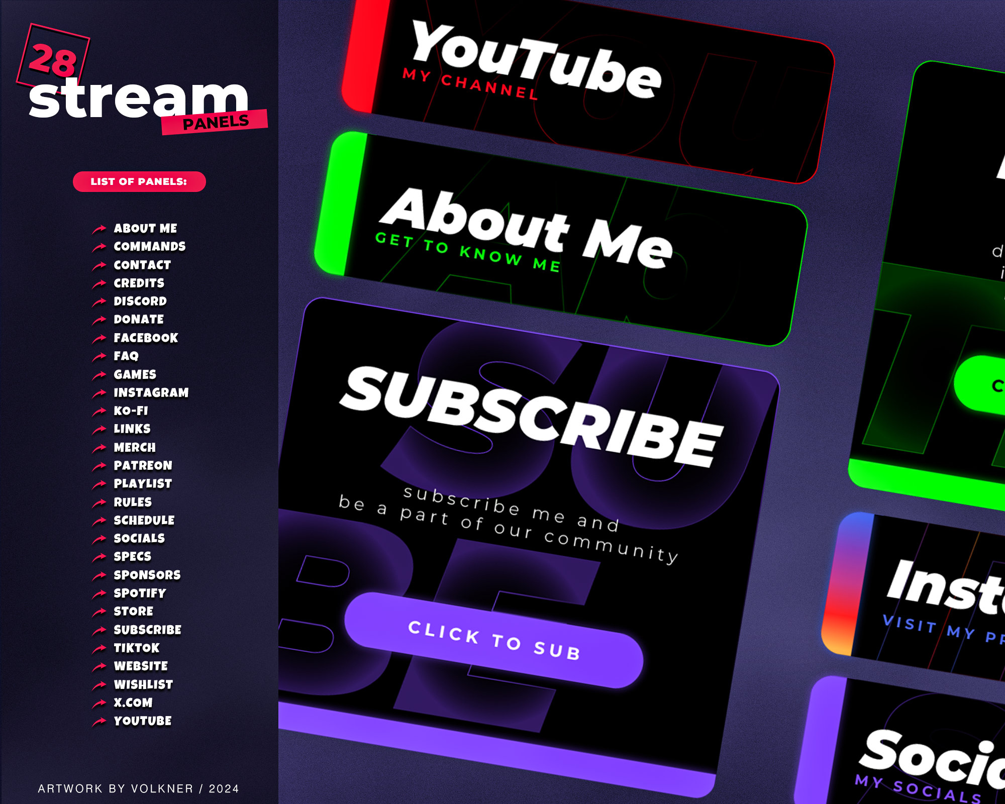 28 Minimalist Stream Panels in Simple Design for Twitch & Kick ...