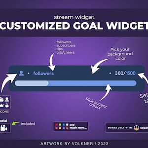 Subs Goal Twitch Widget ・ Twitch Streamers | Sub Goal | Donation Widget |  Custom Twitch Overlay | Animated |StreamElements