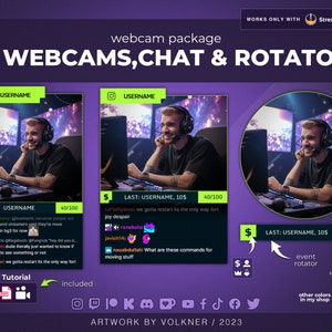 Customizable Green Twitch Webcam Overlay | Webcam and Rotator Widget | Subscriber/Follower/Tip | Event Rotator Widget | streamelements | OSA