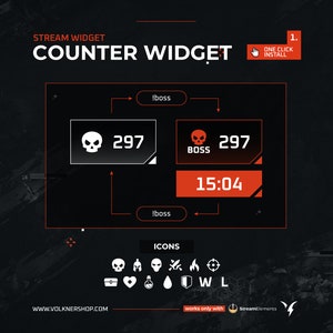 Twitch Counter Widget (Customizable) | Kill Death Counter Overlay | Boss Timer | Countdown Timer | Streamelements